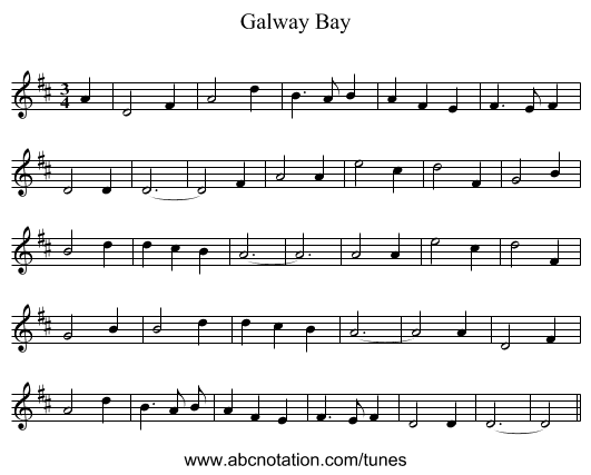 Galway Bay - staff notation
