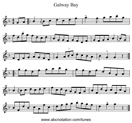 Galway Bay - staff notation