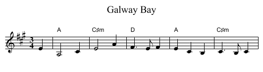 Galway Bay - staff notation