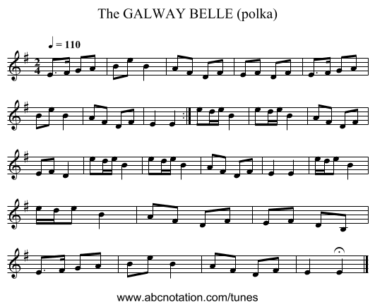 GALWAY BELLE (polka), The - staff notation
