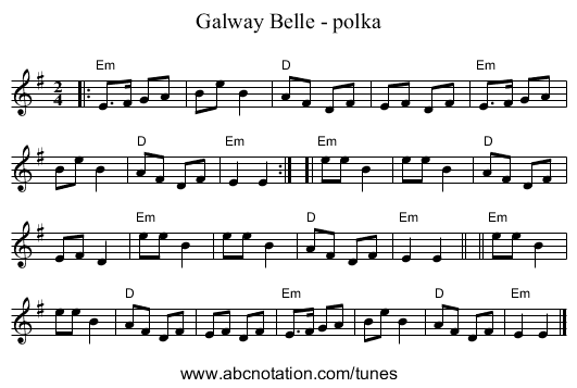 Galway Belle - polka - staff notation