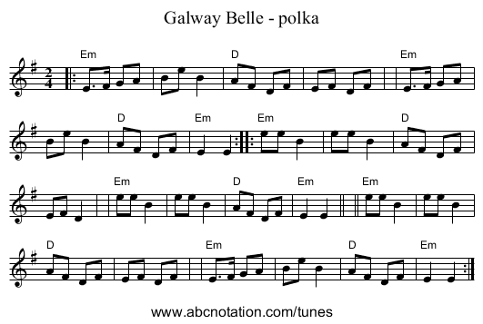 Galway Belle - polka - staff notation