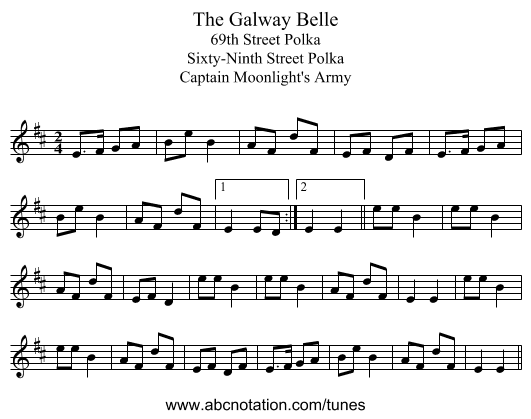 Galway Belle, The - staff notation