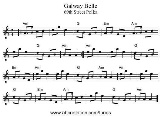 Galway Belle - staff notation
