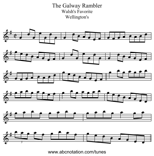 Galway Rambler, The - staff notation