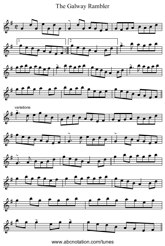 Galway Rambler, The - staff notation
