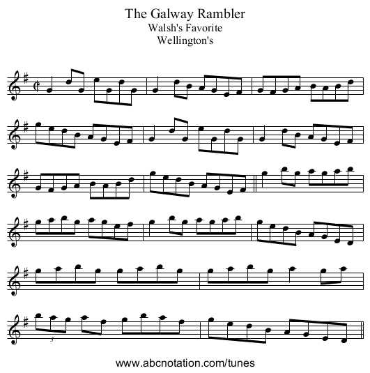 Galway Rambler, The - staff notation