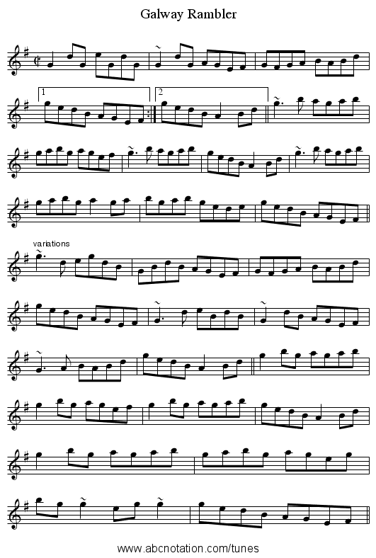 Galway Rambler - staff notation