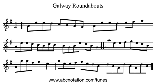 Galway Roundabouts - staff notation