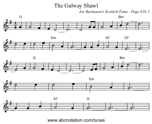 Galway Shawl, The - staff notation