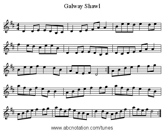 Galway Shawl - staff notation