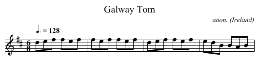 Galway Tom - staff notation