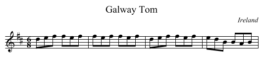 Galway Tom - staff notation