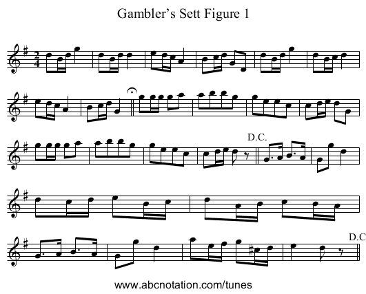 Gambler’s Sett Figure 1 - staff notation