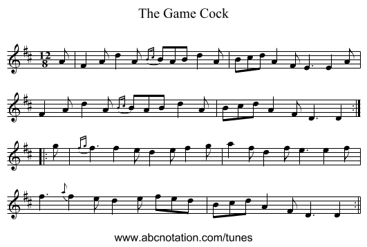 Game Cock, The - staff notation