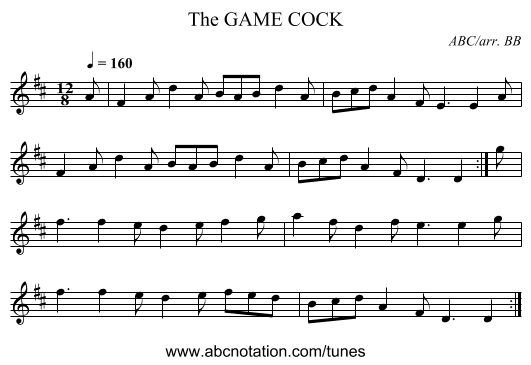 GAME COCK, The - staff notation
