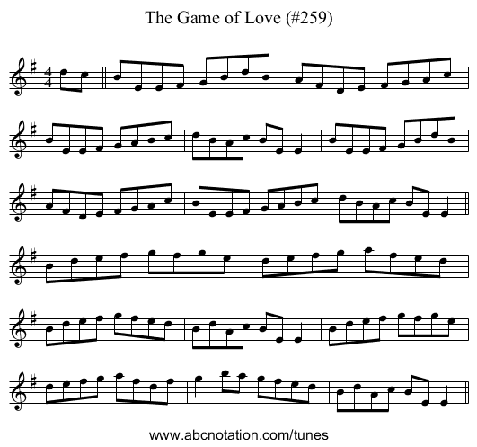 Game of Love (#259), The - staff notation