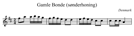Gamle Bonde (sønderhoning) - staff notation