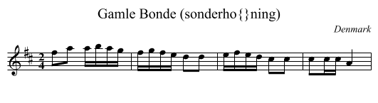 Gamle Bonde (sonderh&oslash;ning) - staff notation