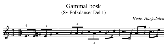 Gammal bosk - staff notation
