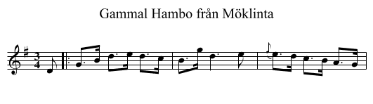 Gammal Hambo fr&aring;n M&ouml;klinta - staff notation