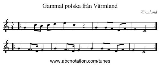 Gammal polska från Värmland - staff notation