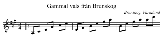 Gammal vals från Brunskog - staff notation