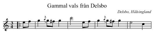 Gammal vals från Delsbo - staff notation