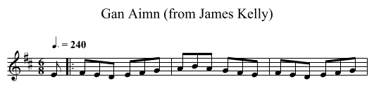 Gan Aimn (from James Kelly) - staff notation