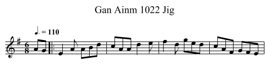Gan Ainm 1022 Jig - staff notation