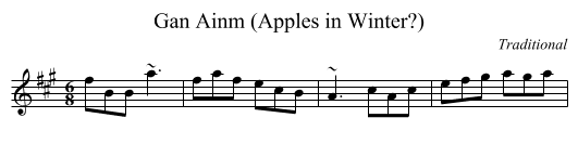 Gan Ainm (Apples in Winter?) - staff notation