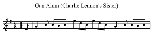 Gan Ainm (Charlie Lennon's Sister) - staff notation