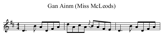 Gan Ainm (Miss McLeods) - staff notation