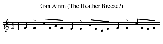 Gan Ainm (The Heather Breeze?) - staff notation