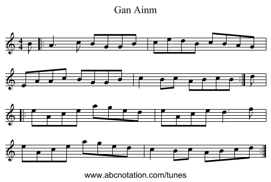 Gan Ainm - staff notation