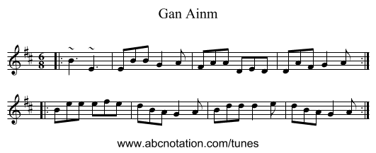 Gan Ainm - staff notation