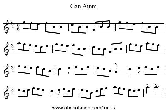 Gan Ainm - staff notation