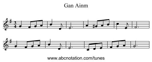 Gan Ainm - staff notation