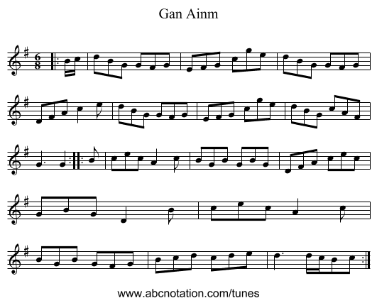 Gan Ainm - staff notation