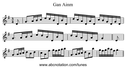 Gan Ainm - staff notation