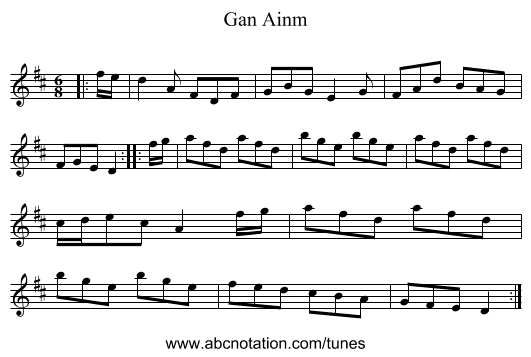 Gan Ainm - staff notation