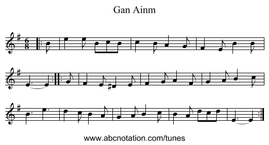 Gan Ainm - staff notation