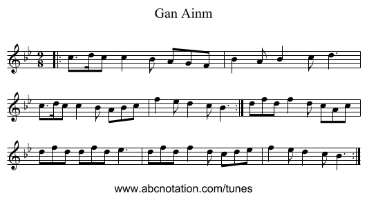 Gan Ainm - staff notation
