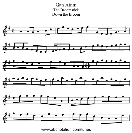 Gan Ainm - staff notation