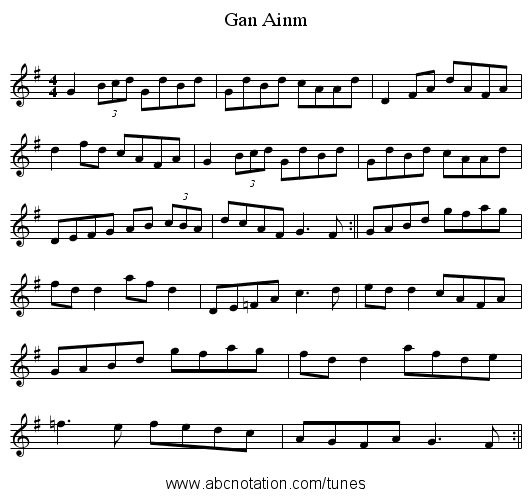 Gan Ainm - staff notation