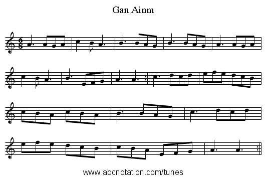 Gan Ainm - staff notation