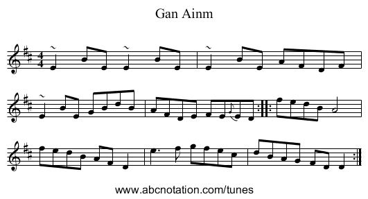 Gan Ainm - staff notation