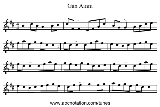 Gan Ainm - staff notation