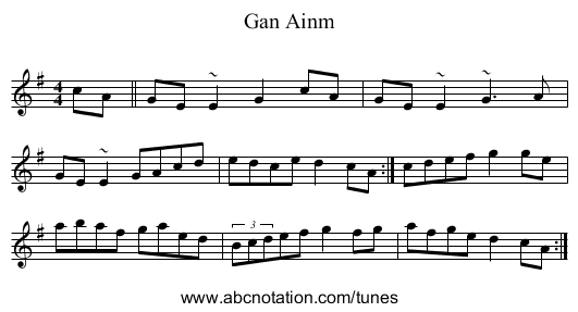 Gan Ainm - staff notation