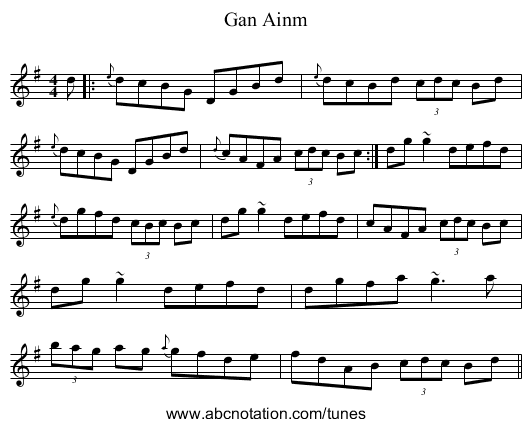Gan Ainm - staff notation